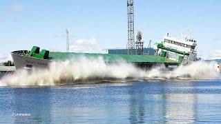 SCOT TRADER | spectacular big ship launch for SCOTLINE at ROYAL BODEWES shipyard in Foxhol | 4K