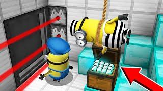 SECRET WAY TO ROBBERY a MINION BANK with a ROPE! Minion Police vs Minion Prisoner in Minecraft