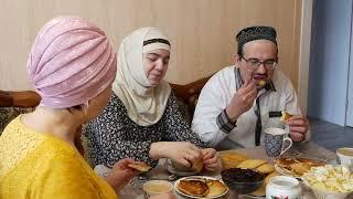 TATAR hostess cooks fluffy PANCAKES.  Life in the TATAR village. Life in Russia