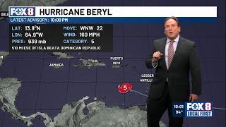 Beryl intensifies into Category 5 hurricane Monday night