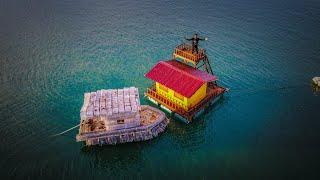 6 days of overnight hunting in a floating house in the sea, setting 3 giant fish traps & fishing!...