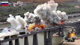 BIG Tragedy! 1500 Tons of Russian Ammunition Supply Convoy Bombarded by Ukraine on Bridge