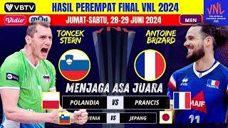 Hasil Perempatfinal VNL 2024 Putra Hari Ini -  Slovenia dan Prancis Maju ke Semifinal VNL Putra 2024