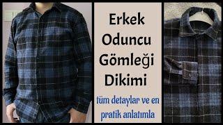 Erkek oduncu gömleği dikimi⭐️Erkek gömlek dikimi #diy #dikiş #youtubeshorts #youtube men's shirts