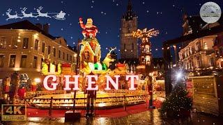 Christmas Market Walking Tour in Ghent (Gent), Belgium | Christmas Lights | December 2023 | 4K