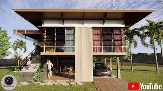 ELEVATED TROPICAL HOUSE | MODERN BAHAY KUBO INSPIRED | FLOOD PROOF HOUSE DESIGN | 7x10m PLAN