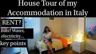 House tour of My Accommodation in Italy , How much I pay?  Italian House-  All Minute Details