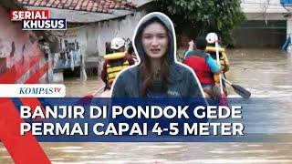 Terbaru! Situasi Banjir di Pondok Gede Permai Bekasi Sore Hari, Ketinggian Air Capai 4-5 Meter