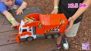 Pretend Play with Garbage Truck Toys, Mini Bins and Goats