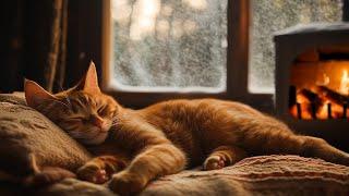 COZY WINTER: Purring Cat Sound and Cozy Fireplace for Heal Insomnia, Deep Sleep