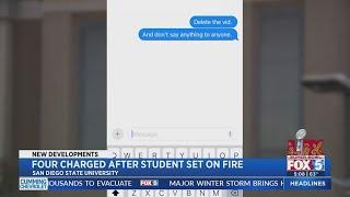 Four San Diego State fraternity members charged after one was set on fire: DA