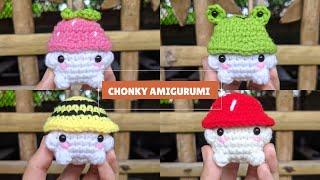 Crochet chonky mushroom with frog hat | Cute and easy amigurumi