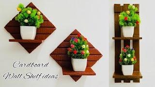 Cardboard wall shelf craft ideas | wall shelves craft ideas | Best out of waste