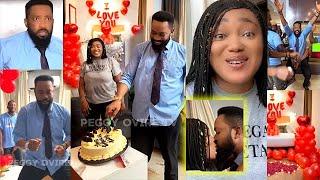 See How Fredrick Leonard Was BEAUTIFULLY Surprised By His Wife Peggy Ovire on His Birthday Today