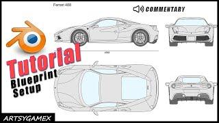 How to setup Car Blueprint in blender in just 5 minutes - Ferrari 488 GTB Tutorial (Part - 1)