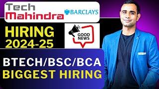 TechMahindra, Barclays Hiring | Batch 2024 & 2024 | BE/BTECH/Any Graduate