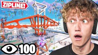 100 Players must STAY on any ZIPLINE in Fortnite! (Funniest Tournament)