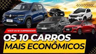 Os 10 carros MAIS ECONÔMICOS do Brasil em 2024 segundo o Inmetro