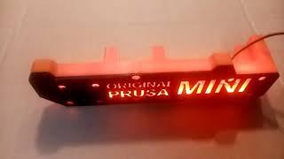 Prusa mini front Y plate with printed orange LED effect.