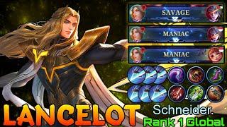 SAVAGE & MANIAC! Aggressive Lancelot Double Gameplay - Top 1 Global Lancelot by Schneider. - MLBB