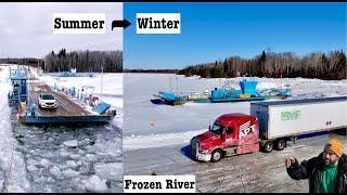 Driving Truck on Frozen River  | ICE ROAD TRUCKING in Canada