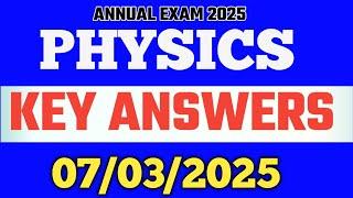 TODAY'S PHYSICS EXAM KEY ANSWERS 2025 || 2ND PU PHYSICS ANNUAL EXAM KEY ANSWERS 2025 07/03/25