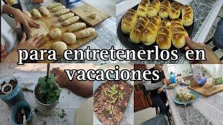 trasplantando el chayote, jitomates  / pan de queso  para entretenerlos en vacaciones