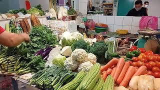 fish cutting skill,& beautiful vegetables ️ CHOWRASTA market Penang Georgetown,Malaysia 