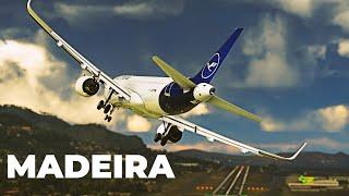 Anspruchsvoller und turbulenter Anflug auf  MADEIRA, 2 echte A320 Piloten  2022 DEUTSCH 4K MSFS2020