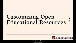 Customizing Open Educational Resources