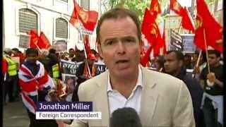 Sri Lanka president faces demonstrators in London