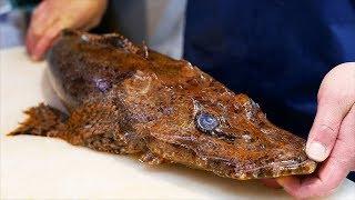 Japanese Street Food - CROCODILE FISH Sashimi Seafood Okinawa Japan