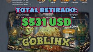 GOBLINX.ORG JUEGO DE MINERIA RENTABLE.,PRUEBA DE PAGO # 4 HOY RETIRAMOS 212.71 USD