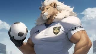 [AI FURRY ART] anthro, furry, lion, soccer, football, male