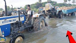 swaraj tractor stuck in river rescued by swaraj tractor|tractor videos|Rajesh eslavath