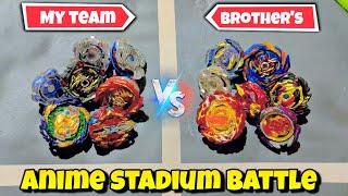 my team vs brother' team burst #beyblades fight in anime stadium | pocket toon