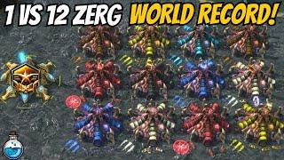 NEW! 1 Protoss Pro gamer vs 12 CHEATER (INSANE) A.I. Zergs! | StarCraft 2 World Record