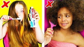 Girls Long Hair VS Curly Hair Struggles & Problems