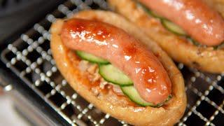 著名台灣夜市小吃「大腸包小腸」，復刻了一下，真的超級好吃！| Small sausage in large sausage | 元气八眉菌