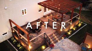 Amazing Deck, Patio and Pergola Backyard Transformation - 2 Week Project Time Lapse