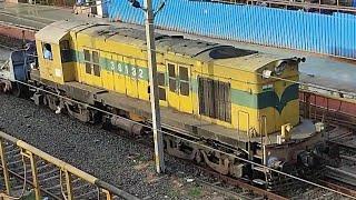 BUTTER YELLOW SHUNTER ENGINE SHUNTS DEPARTMENTAL TRAIN AT BANDRA WDS6 36132