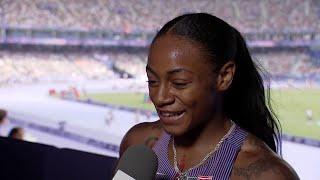 Sha'Carri Richardson shares her post-race thoughts with NBC 5's Laura Harris | NBCDFW