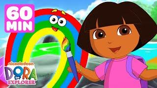 Dora's Coloring Party w/ Rainbows!  Dora the Explorer 1 Hour | Dora & Friends