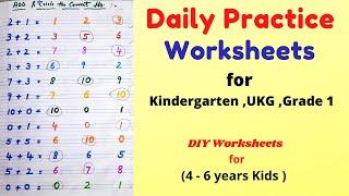 Daily Practice Worksheets for Kindergarten, UKG, Grade 1| DIY Worksheets for 4 -6 years Kids|