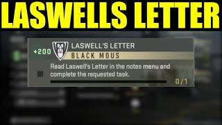 How to "read laswell's letter in the notes menu and complete the requested tasks" DMZ