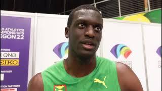 Kirani James after finishing his heat of the 400m at Oregon22