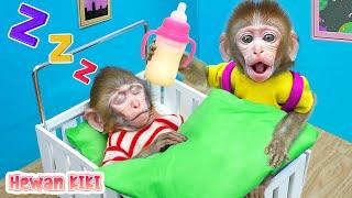 Monyet Hewan merawat monyet lucu dengan Botol Susu Raksasa | Kartun Monyet Lucu | Hewan KIKI Channel