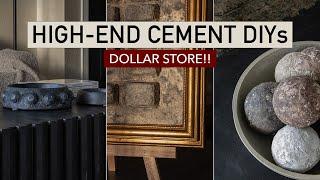 DOLLAR TREE HIGH-END DIY CONCRETE DECOR (rustic bowl, textured art, cement orbs)