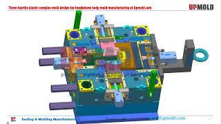 Three fourths plastic complex mold design for headphone body mold manufacturing at Upmold.com