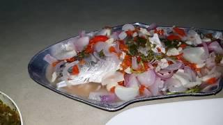 Steamed sea bass with chili and  lime juice - ปลากระพงขาวกับพริกและน้ำมะนาว